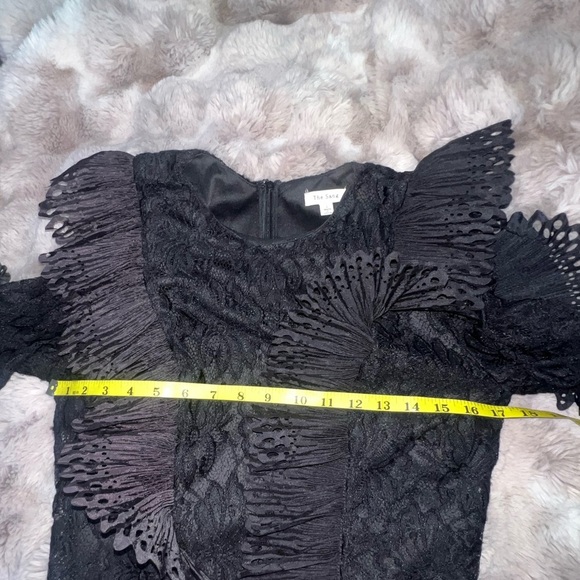 La Sang Exotic Lace Ruffle See-through Bodycon Mini Dress, Large - Picture 8 of 14